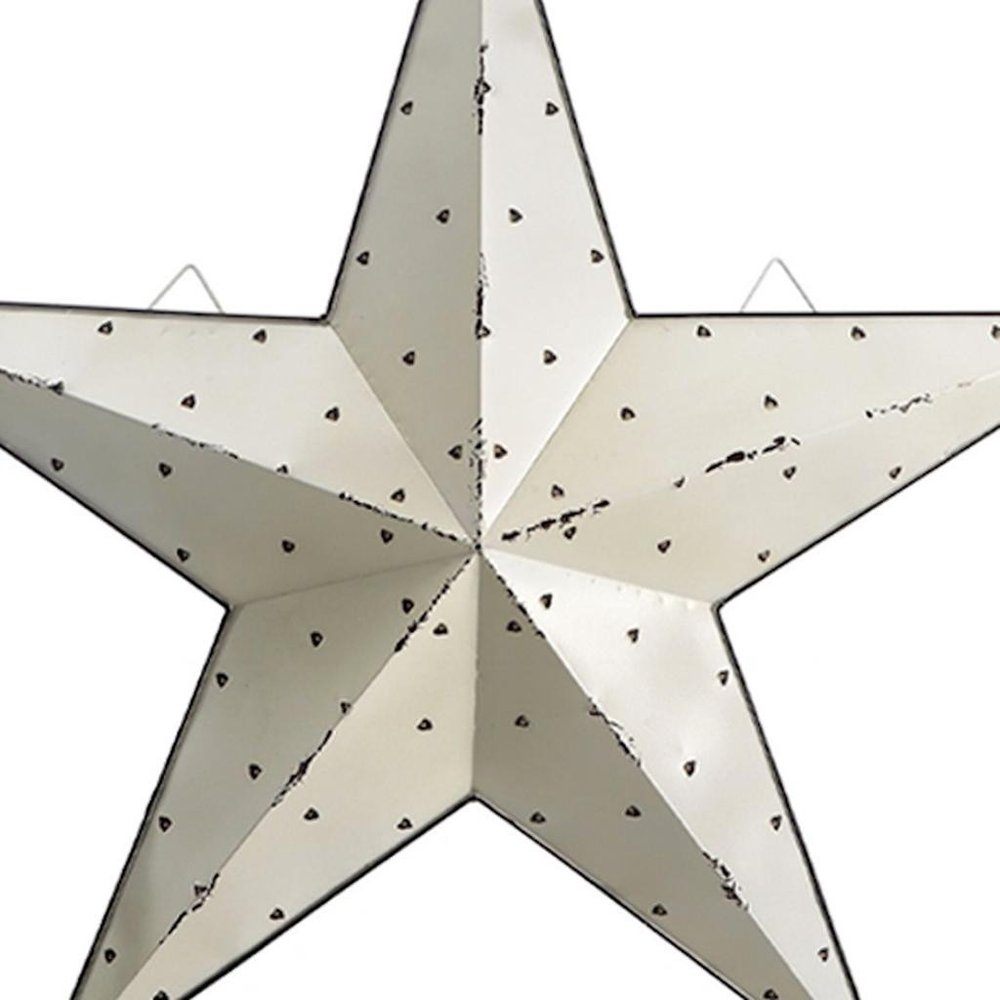35" X 37" White Galvanized Metal Star Hanging Wall Decor