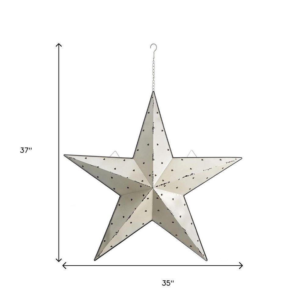 35" X 37" White Galvanized Metal Star Hanging Wall Decor