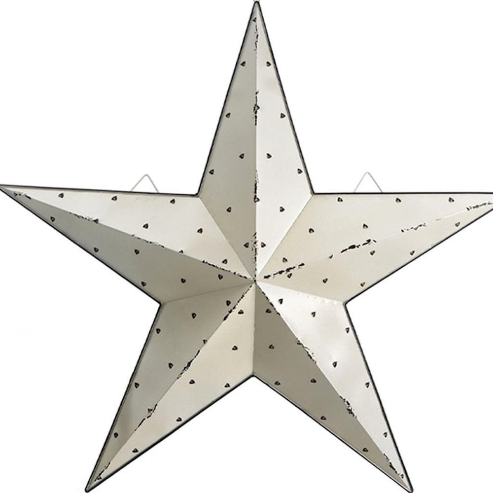 35" X 37" White Galvanized Metal Star Hanging Wall Decor