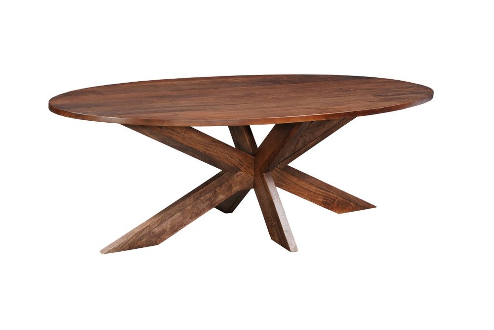 Seven Piece Brown Solid Wood Dining Set with Six Chairs
