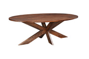 Seven Piece Brown Solid Wood Dining Set with Six Chairs