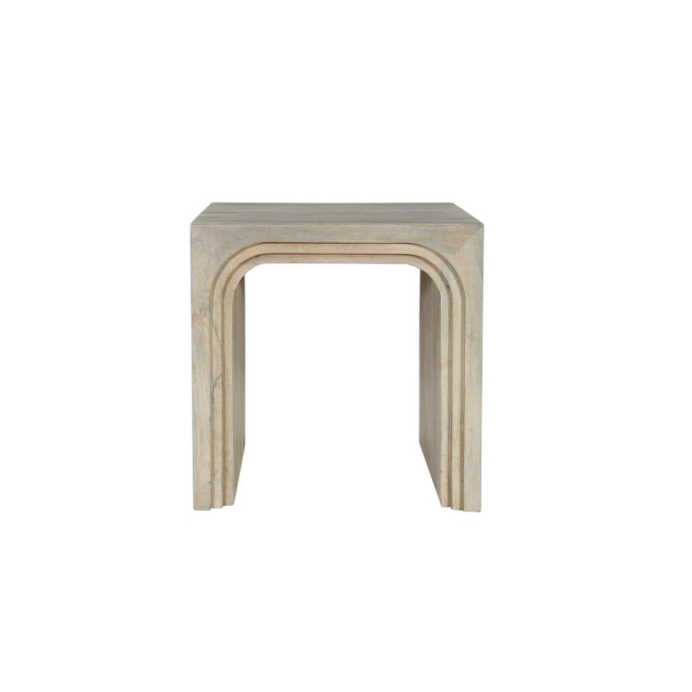 24" White Solid Wood Square Sled End Table