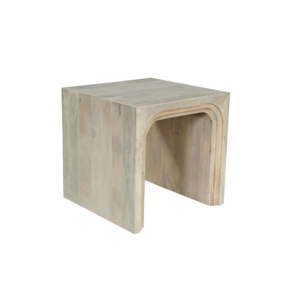 24" White Solid Wood Square Sled End Table