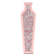27" Pink Mirrored Glass Floor Vase With Faux Crystals