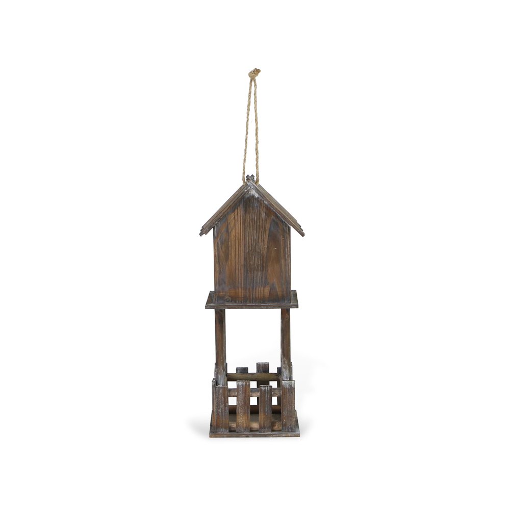 23" Brown Wood House Hand Painted Decorative Bird House