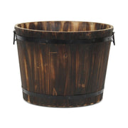 Brown Wood And Metal 1000 Ounce Round Distressed Planter Box
