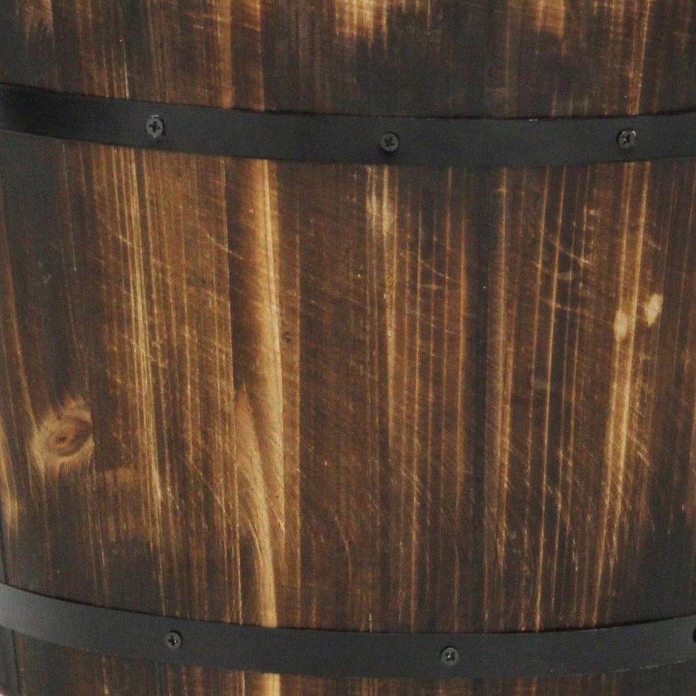 Brown Wood And Metal 800 Ounce Round Distressed Planter Box