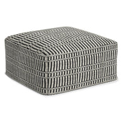 20" Black And White Polyester Geometric Outdoor Pouf Ottoman