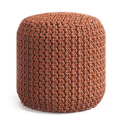 18" Orange Polyester Round Outdoor Pouf Ottoman
