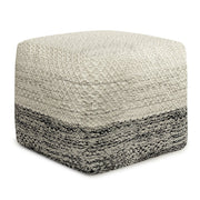 18" Gray And White Polyester Ombre Outdoor Pouf Ottoman
