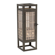 15" Brown Geometric Iron Tabletop Pillar Candle Holder