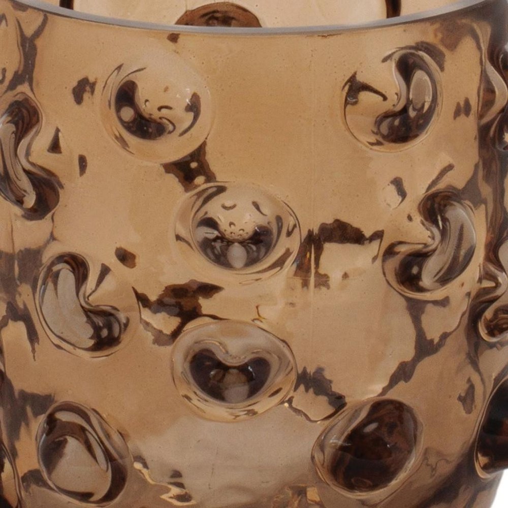 Set of Four Brown Glass Tabletop Pillar Candle Holders