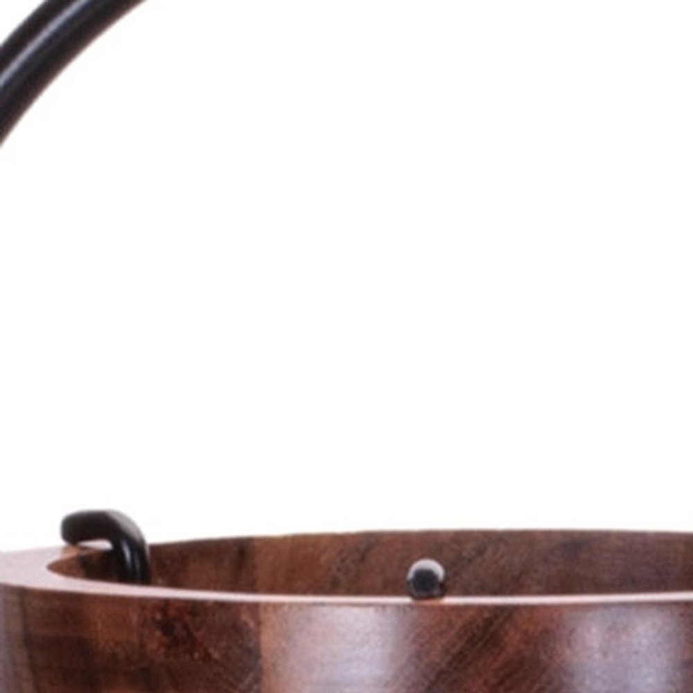 19" Brown Abstract Wood Tabletop Pillar Candle Holder