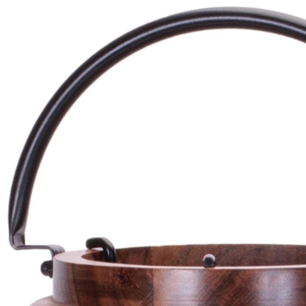 19" Brown Abstract Wood Tabletop Pillar Candle Holder