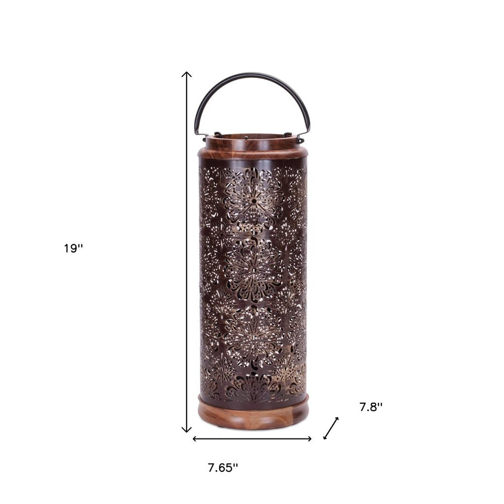 19" Brown Abstract Wood Tabletop Pillar Candle Holder