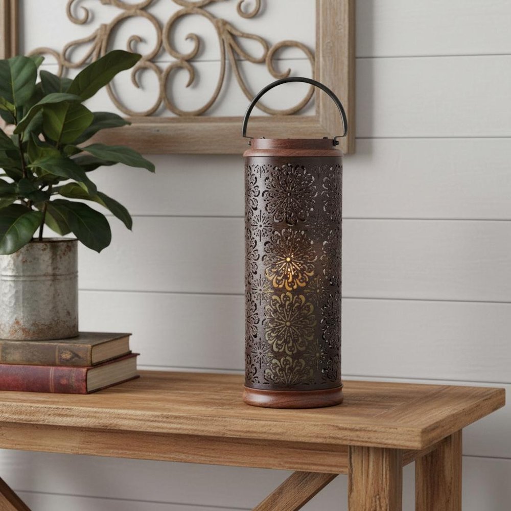 19" Brown Abstract Wood Tabletop Pillar Candle Holder