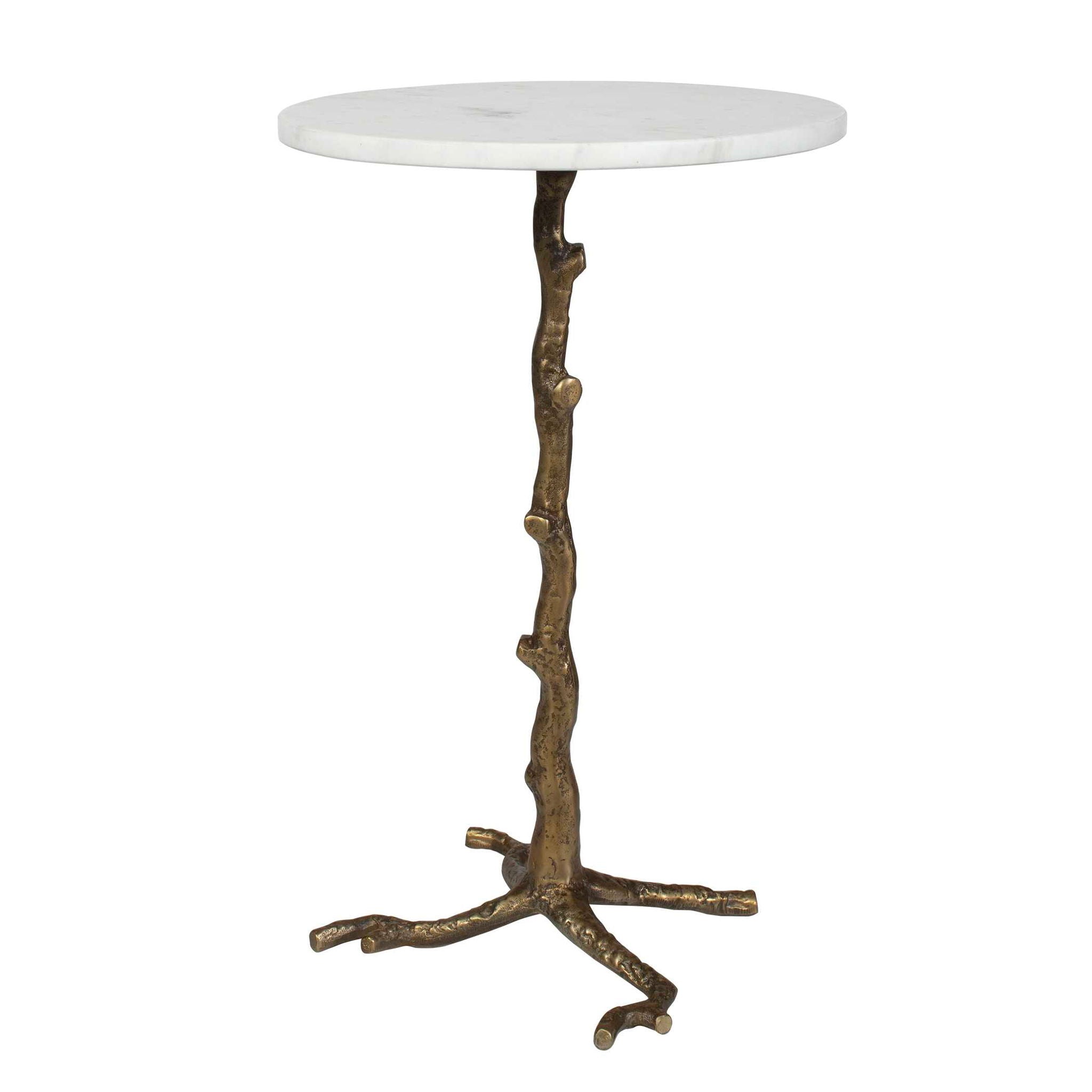 Calais - Marble Accent Table - Brass / White