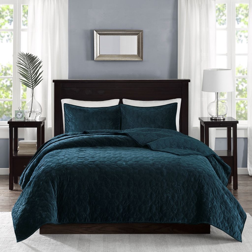 Harper - Reversible 3 Piece Coverlet Set - Teal