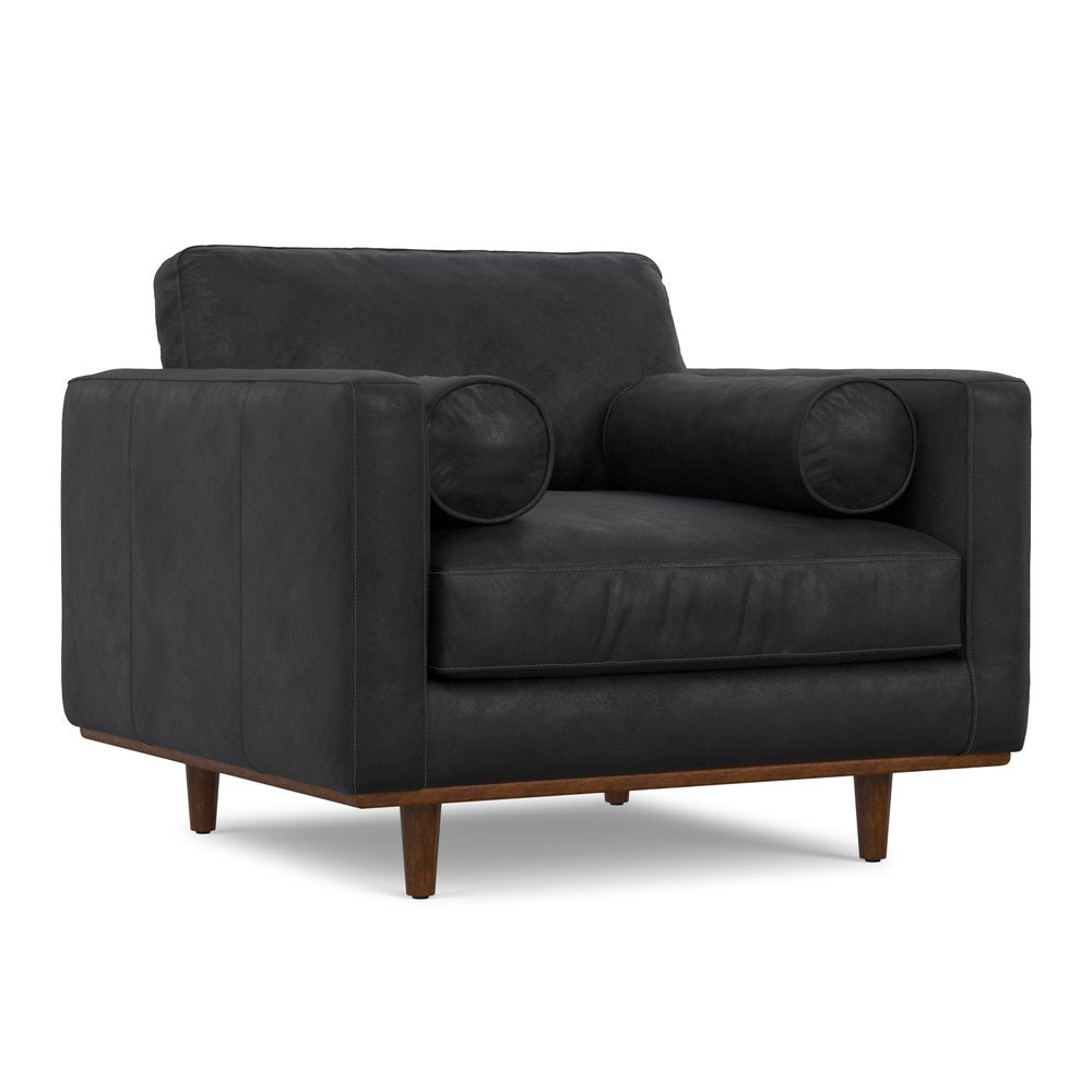 43" Black and Brown Leather Arm Chair