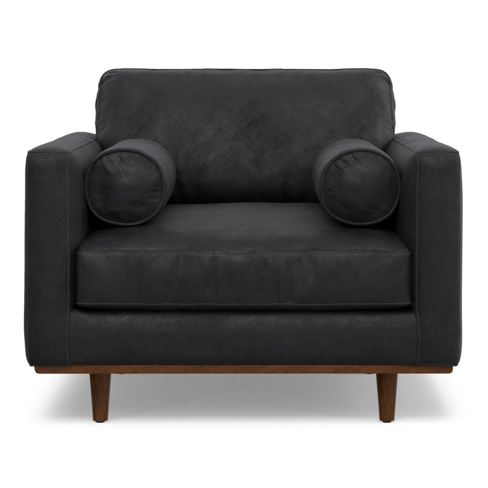 43" Black and Brown Leather Arm Chair