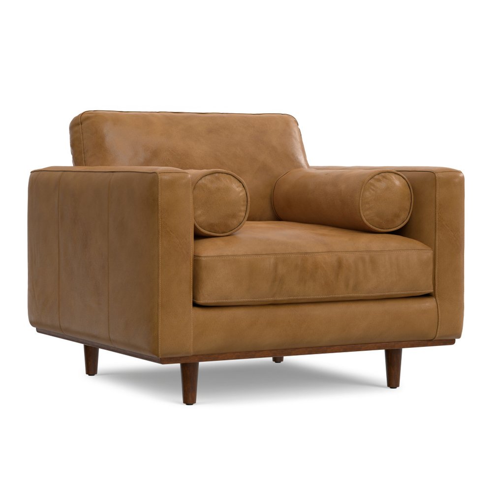 43" Brown Leather Arm Chair