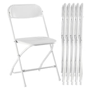 Set of Six White Metal Outdoor Folding Stacking Dining Chairs