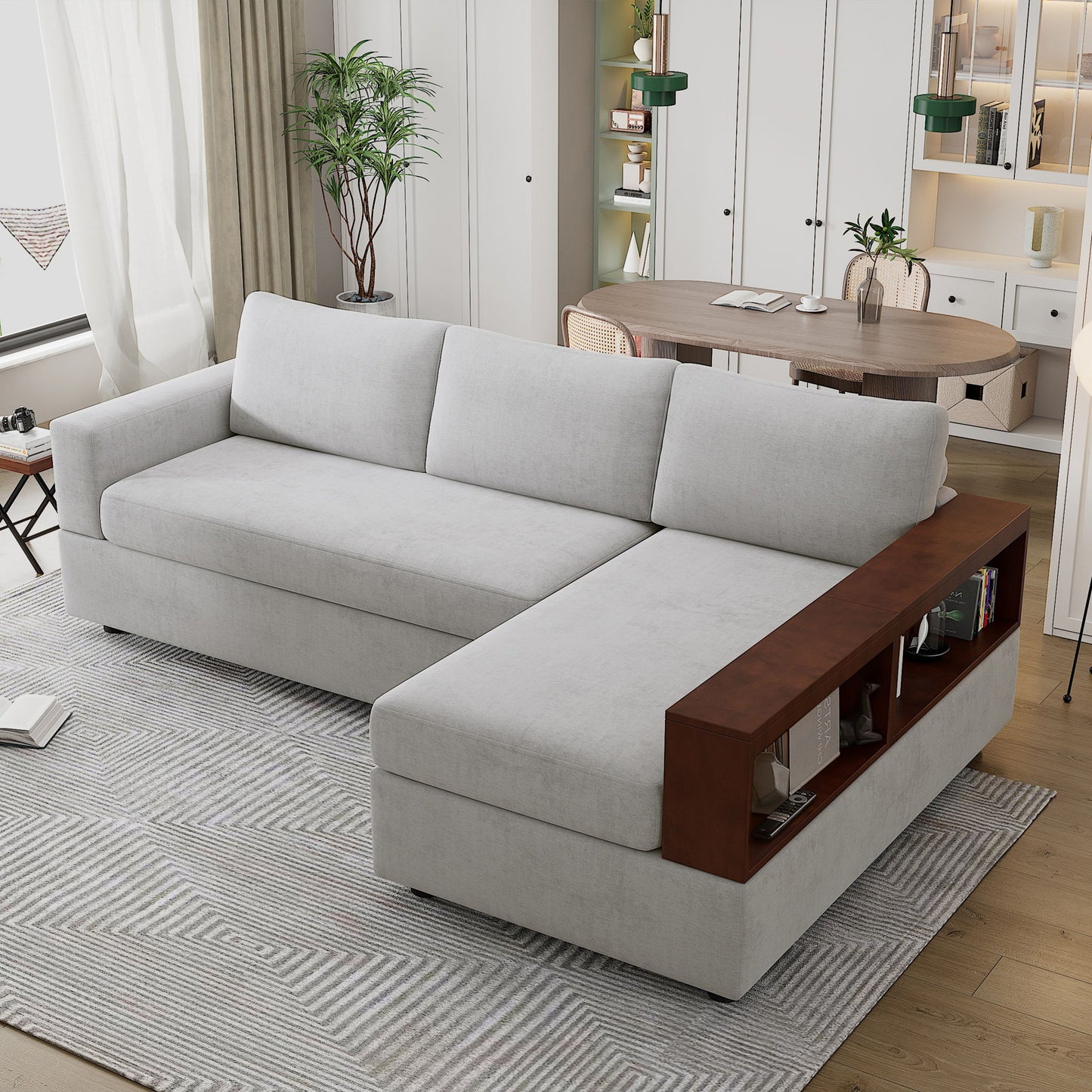 Sectional Sofa Upholstered Sofa Couch With Reversible Armrests For Living Room