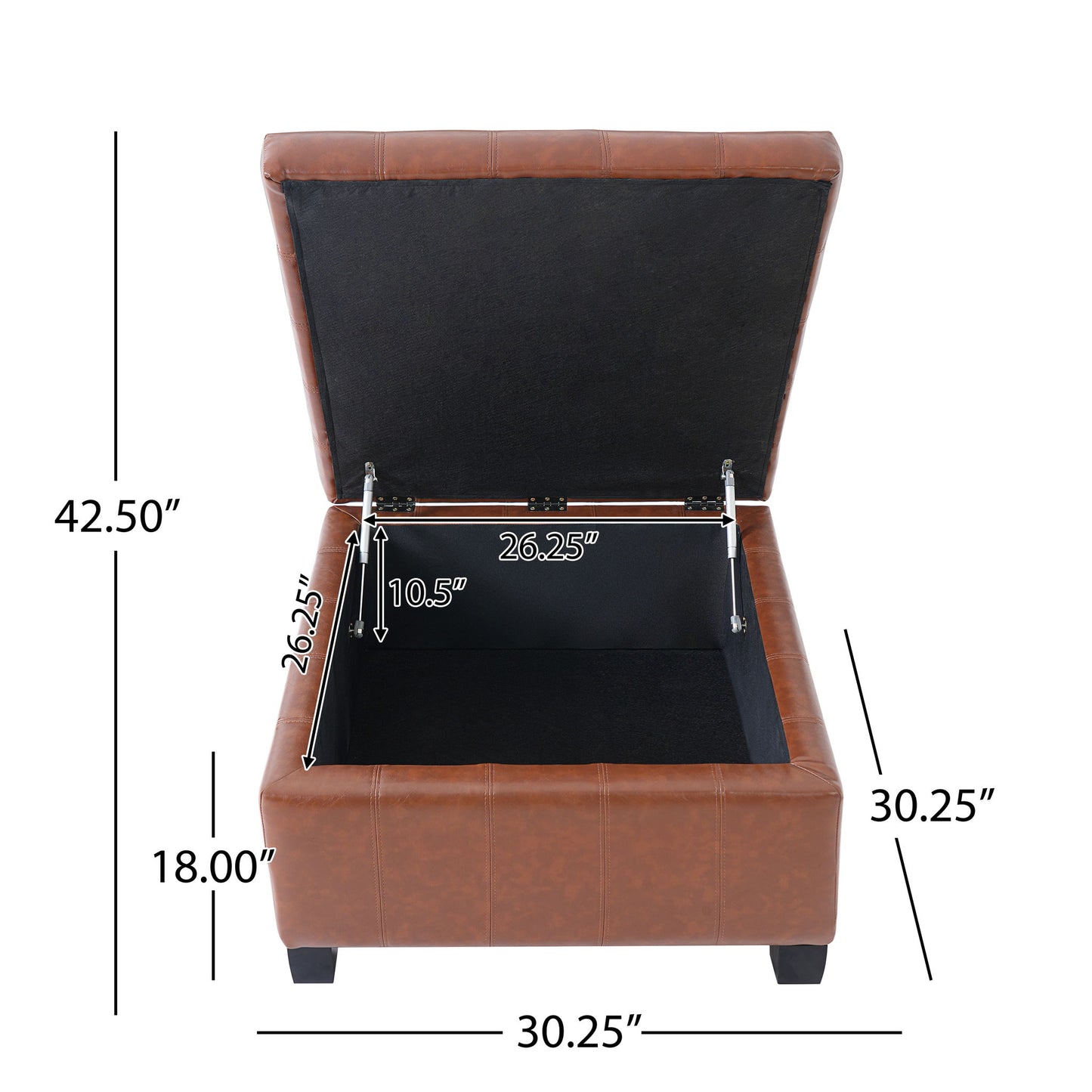 Square Tufted Indoor Ottoman With Lift-Top Storage