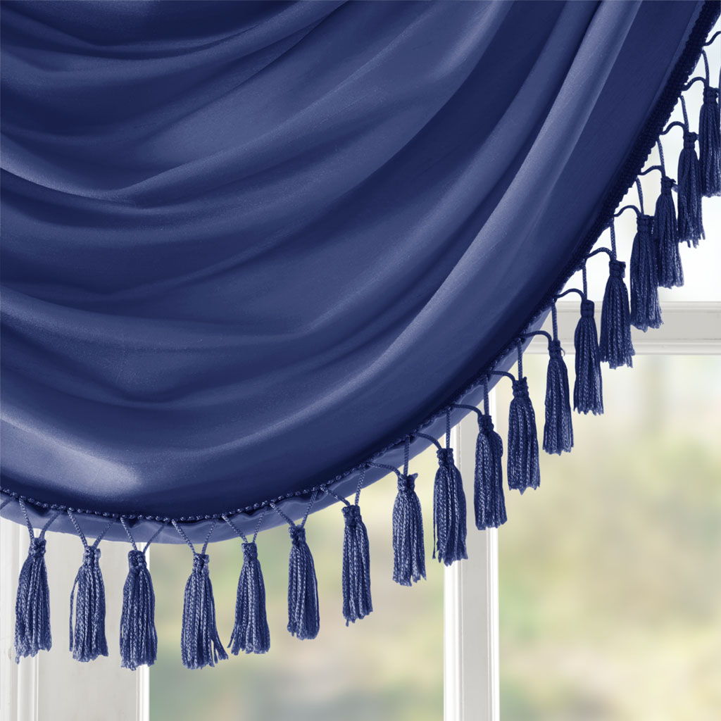 Elena - Waterfall Embellished Valance - Navy