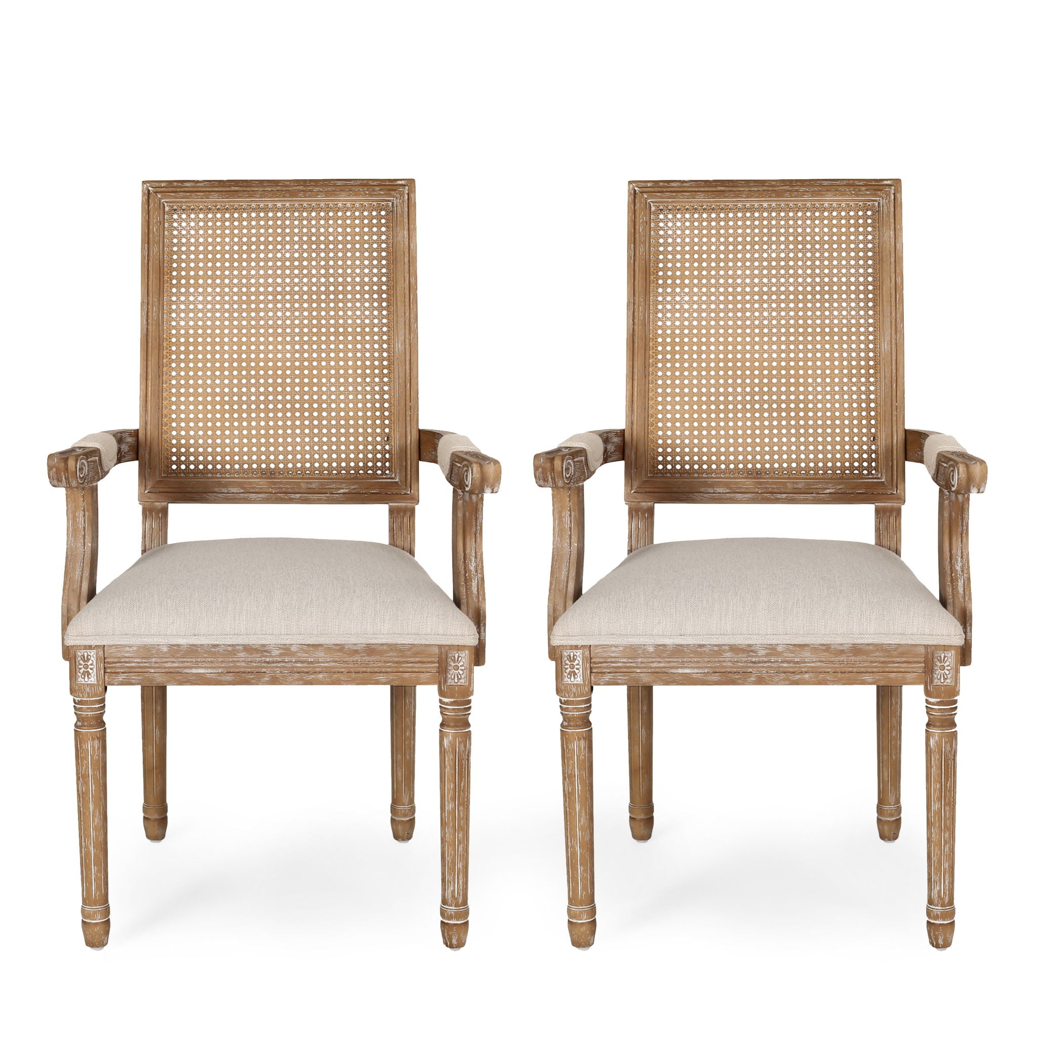 Upholstered Dining Chair With Cane Backrest