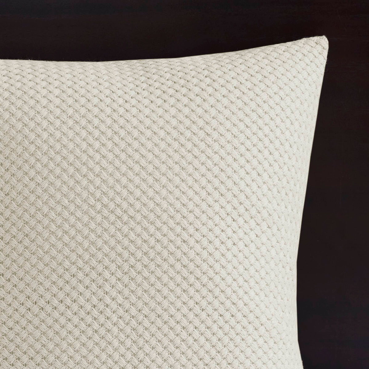 Essence - Oversized Cotton Clipped Jacquard Comforter Set With Euro Shams and Throw Pillows - Ivory