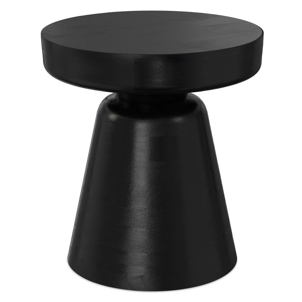 18" Black Solid Wood Round Pedestal End Table