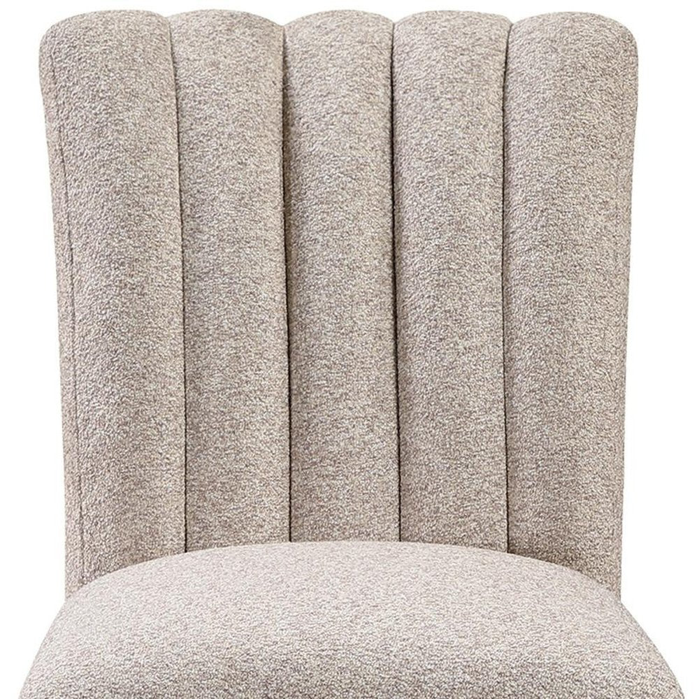 Set of Two 26" Beige and Natural Fabric and Wood Bar Height Bar Chairs