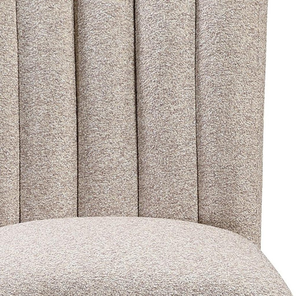 Set of Two 26" Beige and Natural Fabric and Wood Bar Height Bar Chairs