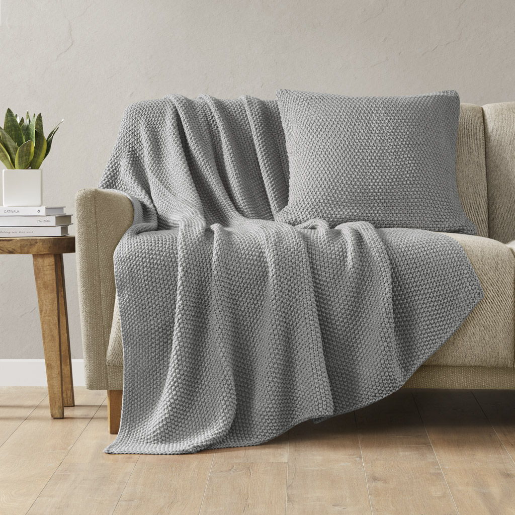 Bree Knit - Square Pillow Cover - Gray