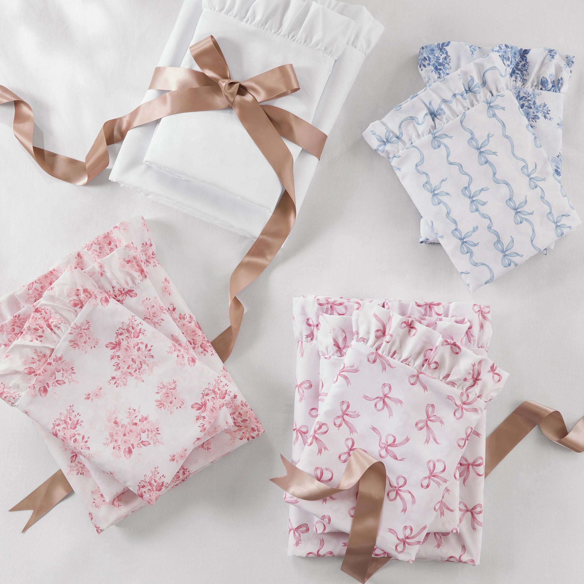 Microfiber Ruffle - King Sheets - Blue Floral