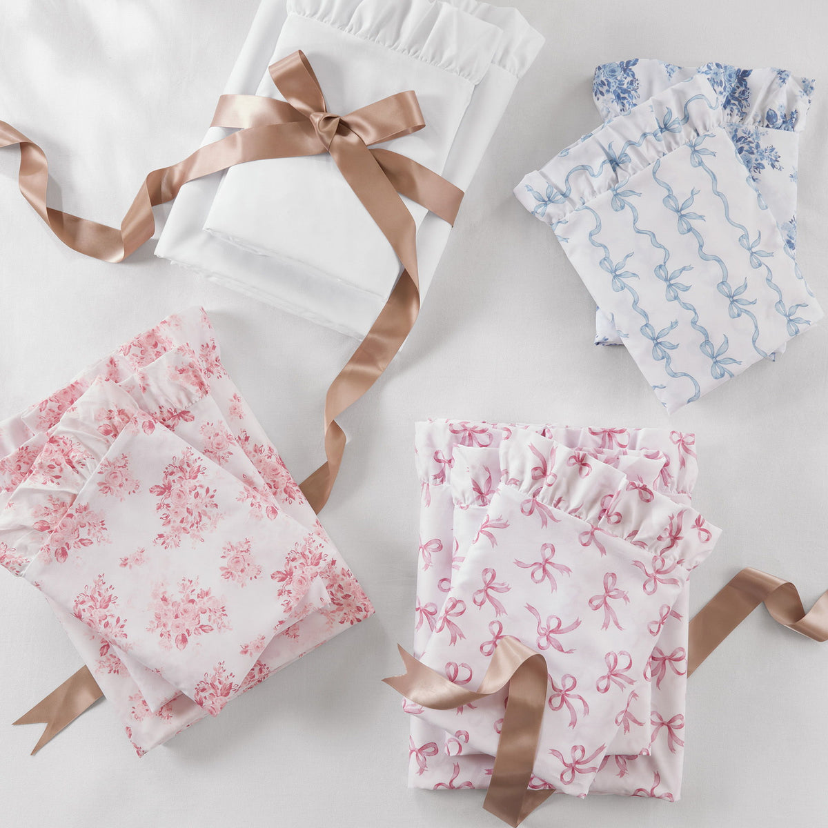 Microfiber Ruffle - Twin Sheets - Blue Floral