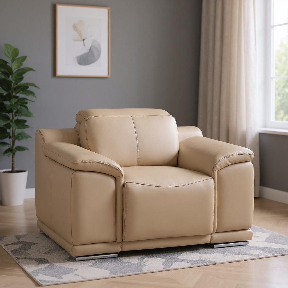 48" Gray Genuine Leather Power Wall Hugger Recliner With USB