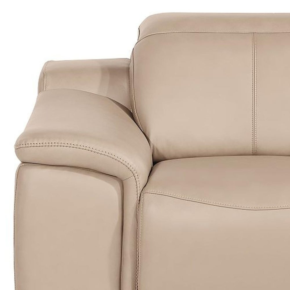 48" Gray Genuine Leather Power Wall Hugger Recliner With USB