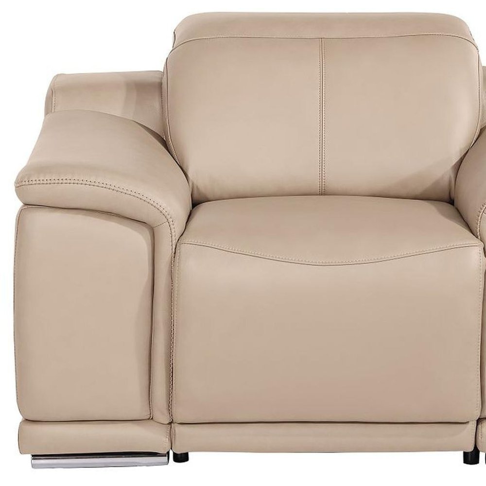 48" Gray Genuine Leather Power Wall Hugger Recliner With USB