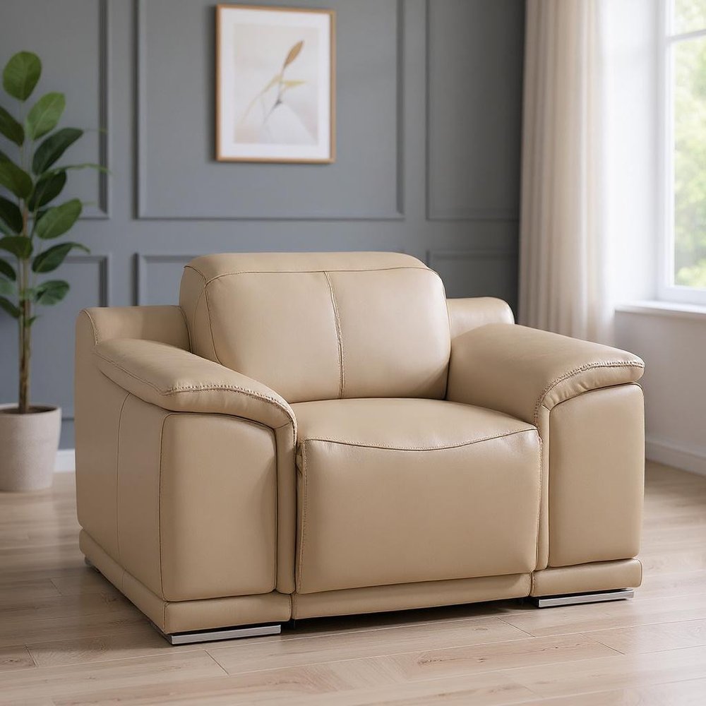 48" Gray Genuine Leather Power Wall Hugger Recliner With USB