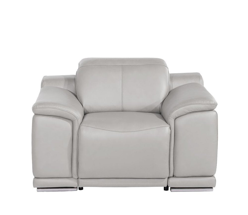 48" Gray Genuine Leather Power Wall Hugger Recliner With USB