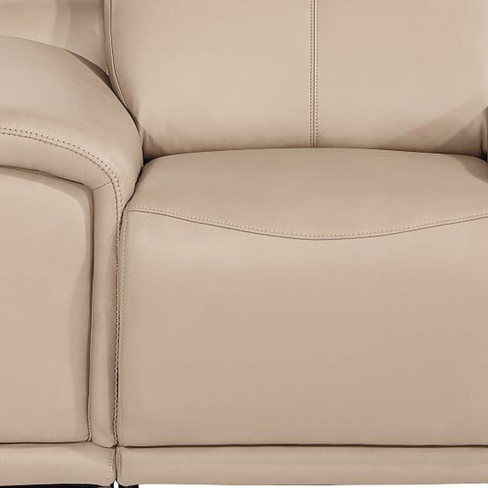 48" Gray Genuine Leather Power Wall Hugger Recliner With USB