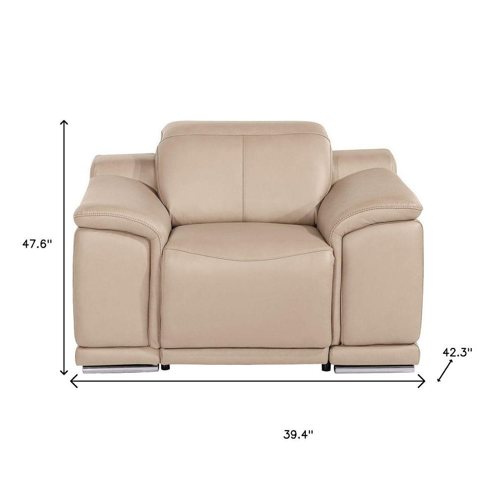 48" Gray Genuine Leather Power Wall Hugger Recliner With USB