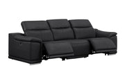 Two Piece Black Genuine Leather Four Person Seating Set