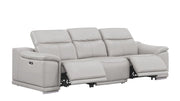 Two Piece Ash Gray Genuine Leather Four Person Seating Set