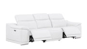 Three Piece White Genuine Leather Five Person Seating Set
