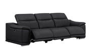 Two Piece Black Genuine Leather Five Person Seating Set