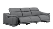 Two Piece Battleship Gray Genuine Leather Five Person Seating Set