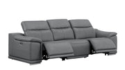 Three Piece Battleship Gray Genuine Leather Six Person Seating Set